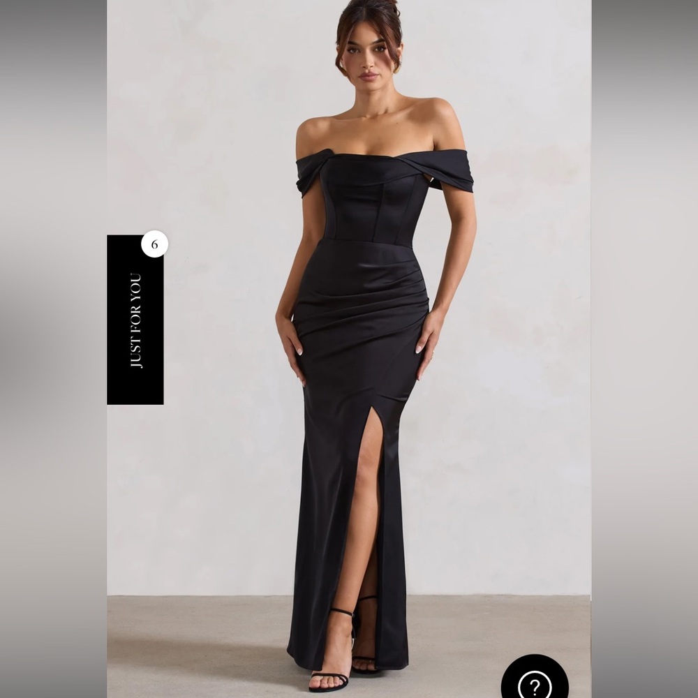NWT BLACK BARDOT SATIN MAXI DRESS. Size 4(US)/ 8(UK)